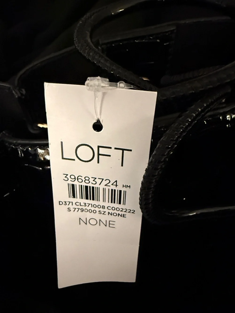 LOFT Black Croc-Embossed Mini Tote with Top Handles Black